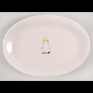 RAE DUNN Set Oval CHEERS PLATES Champagne Flutes